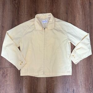 VTG 70s Keith Stuart Harrington Jacket Mens Medium Light Yellow Zip‎ Up Nylon